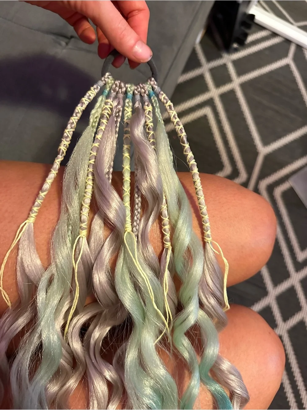 Teal Ombre Curly Hair Extensions for Women